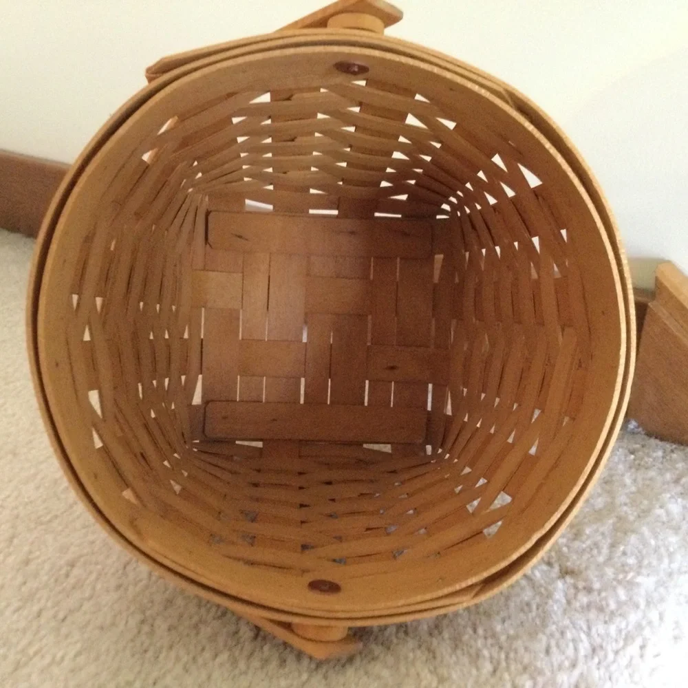 💝VINTAGE💯❤️LONGABERGER BASKET, LINED & HANDLE🎉🎉🎉GARDEN SPLENDOR LINING🎉